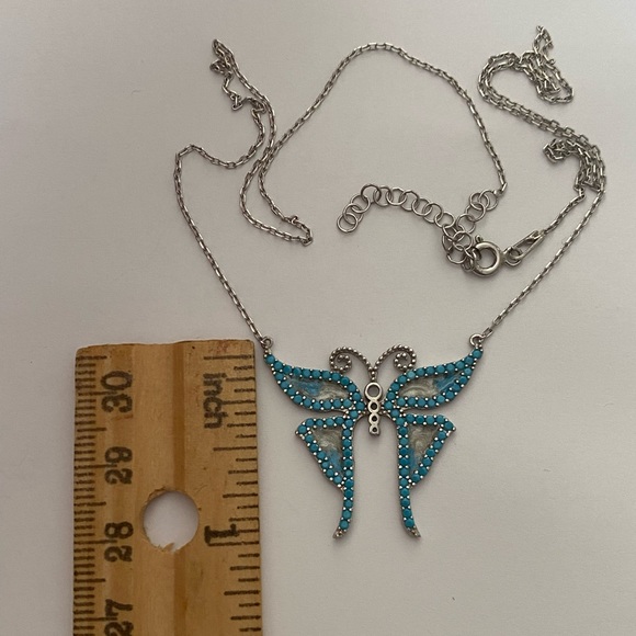 🦋925 Silver butterfly turquoise enamel necklace - Picture 2 of 9